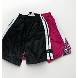 Lot of 2 Nike Extra Long Baggy Basketball Shorts Youth Boys L Black Red White